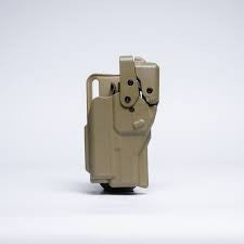 Rapid Force Level 3 Duty Holster - Mid Ride Belt Slide - Sig P320 Full Size 9mm/.40 cal/M17/XFull, Sig P320 Compact/Carry 9 mm/.40 cal/M18/XCarry - Tan - Right Hand - Compact Light - No Axon - Bag Packaging