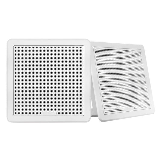 Fusion® FM Series Marine Speakers, 7.7" 200-Watt Square White Flush Mount Marine Speakers (Pair)