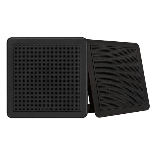 Fusion® FM Series Marine Speakers, 7.7" 200-Watt Square Black Flush Mount Marine Speakers (Pair)