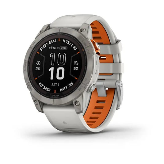 Fenix® 7 Pro Sapphire Solar Watch - Titanium/Fog Gray/Ember Orange Band