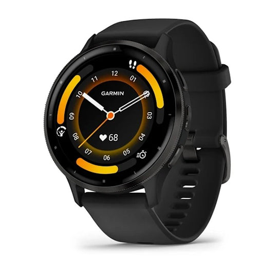 Venu 3 Slate Stainless Steel Bezel with Black Case and Silicone Band 010-02784-01