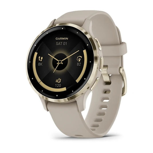 Venu 3S Soft Gold Stainless Steel Bezel with French Gray Case and Silicone Band 010-02785-02