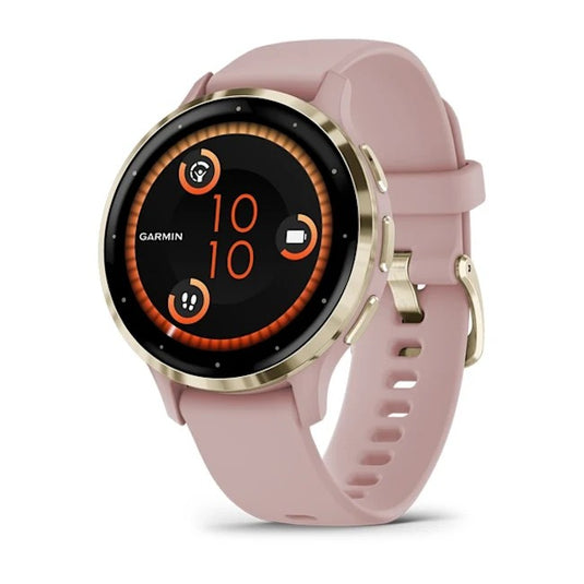 Venu 3S Soft Gold Stainless Steel Bezel with Dust Rose Case and Silicone Band 010-02785-03