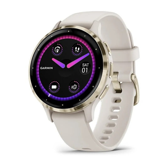 Venu 3S Soft Gold Stainless Steel Bezel with Ivory Case and Silicone Band 010-02785-04