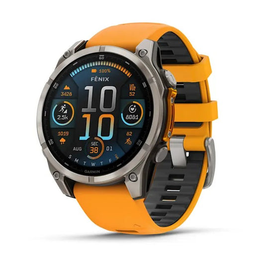 fnix 8 – 47 mm, AMOLED Sapphire, Titanium with Spark Orange/Graphite Silicone Band PART NUMBER 010-02904-10