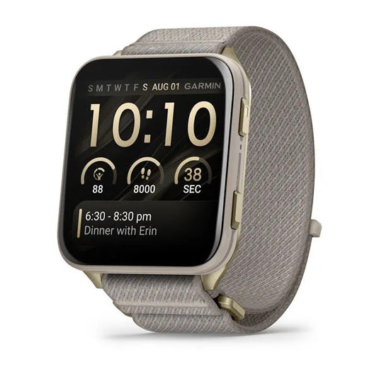 Venu® X1, Soft Gold with Titanium Caseback and French Gray Nylon Band