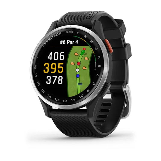 Approach S44, Silver Aluminum Bezel with Black Silicone Band 010-03009-00