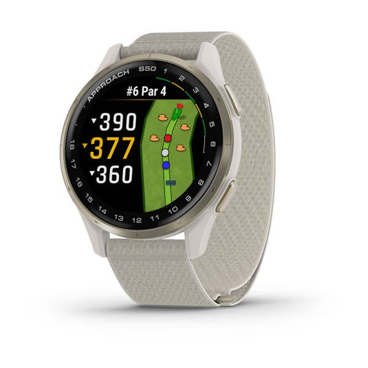 Approach S50, Cream Gold Aluminum Bezel with Ivory ComfortFit Nylon Band 010-03010-01