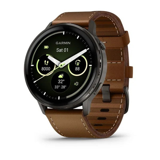 Venu® 4 – 45 mm, Slate with Black Silicone Band and Brown Leather Band