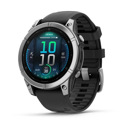 fnix E – 47 mm, AMOLED Stainless Steel with Black Silicone Band PART NUMBER 010-03025-02