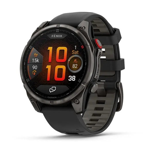 Fenix® 8 Pro – 47 mm, AMOLED, Sapphire, Carbon Gray DLC Titanium with Black/Pebble Gray Silicone Band