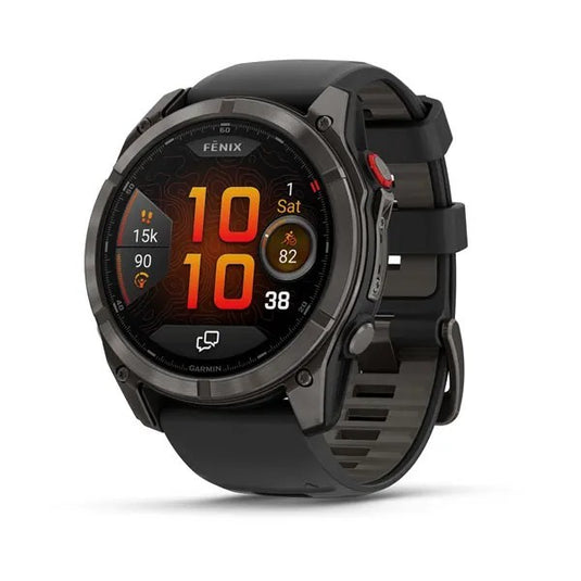 Fenix® 8 Pro – 51 mm, AMOLED, Sapphire, Carbon Gray DLC Titanium with Black/Pebble Gray Silicone Band
