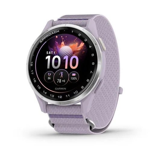 Approach® J1, Silver Aluminum Bezel with Lilac ComfortFit Fabric Band