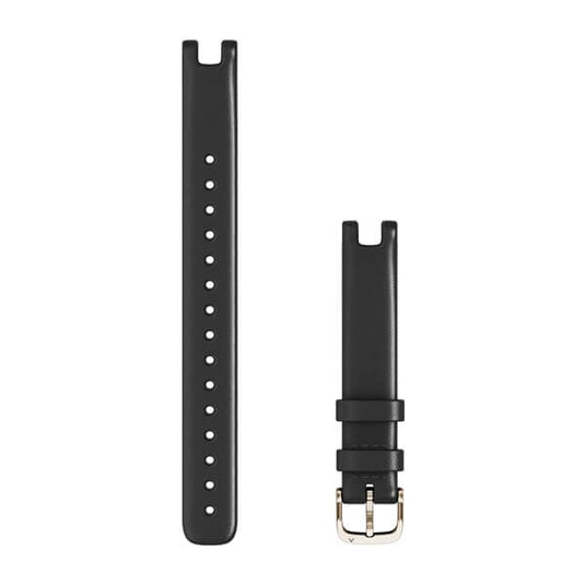 Lily® Bands (14 mm), Black Italian Leather with Cream Gold Hardware (Large)
