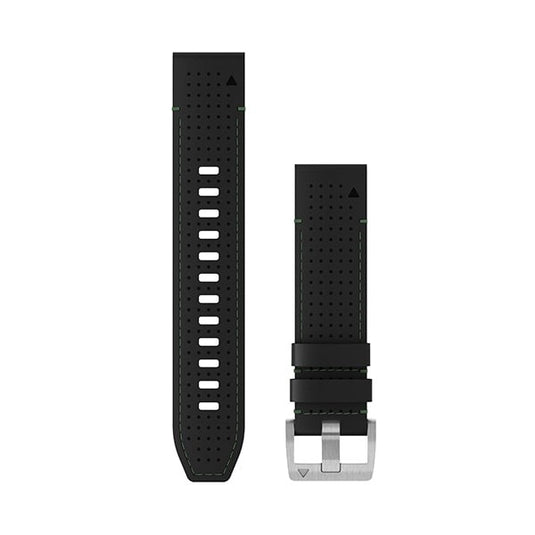 QuickFit® 22 Watch Straps, Leather/FKM Hybrid Strap, Black/Green