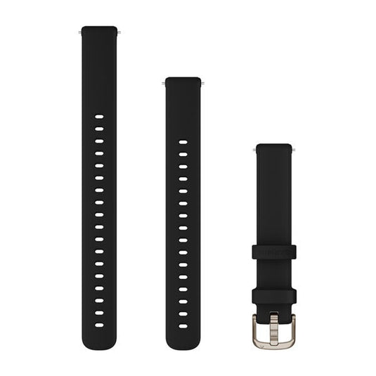 Lily® 2 Bands (14 mm), Black Silicone with Cream Gold Hardware