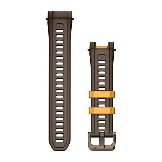 22 mm Watch Bands (Instinct® 3 - 45 mm/Instinct Crossover AMOLED), Cocoa Silicone with Metal Buckle