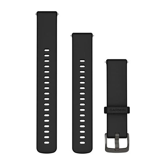 Quick Release Bands (18 mm), Black Silicone with Slate Hardware