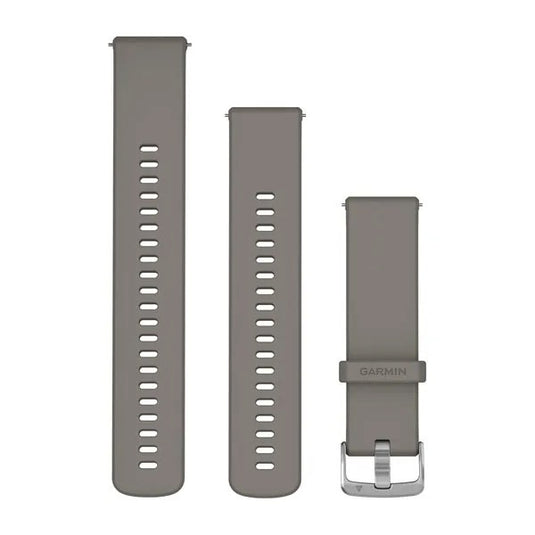 Quick Release Bands (22 mm), Silver Gray Silicone with Silver Hardware