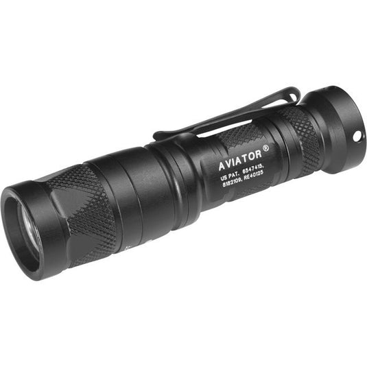 AVIATOR, 3 VOLT,  DUAL OUTPUT 5/250 LU WHITE LIGHT, 633mW RED LIGHT, ALUM BLACK TYPE III ANO, Z68 CLICKIE  SWITCH
