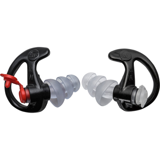 TRIPLE FLANGED, FILTERED EARPLUGS, LARGE, 1 PAIR, BLACK