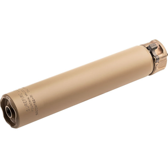 END MOUNT SOUND SUPPRESSOR, TITANIUM CONSTRUCTION, FOR USE WITH 7.62MM/308 CALIBER AMMUNITION, DARK EARTH FINISH