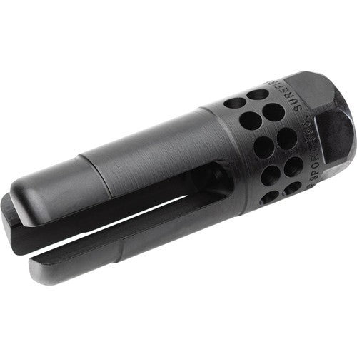 PORTED, 3-PRONG FLASH HIDER FOR 5.56 CALIBER RIFLE WITH 1/2-28 THREAD
