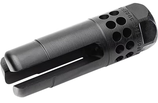 PORTED, 3-PRONG FLASH HIDER FOR 7.62 CALIBER RIFLE WITH 5/8-24 THREAD