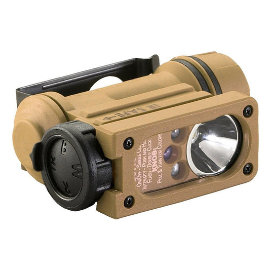 Sidewinder Compact Military Model - White, Red, Blue, IR LEDs - Includes helmet mount and CR123A lithium battery - Clam