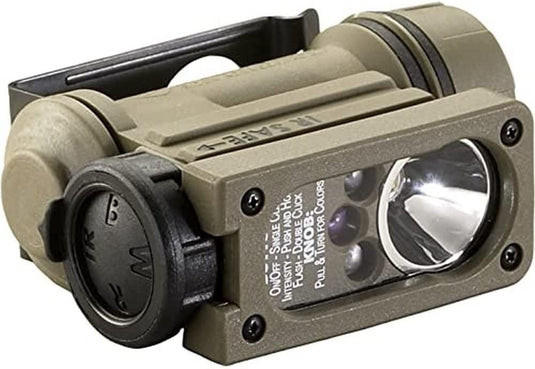 Sidewinder Compact II Military Model - White, Red, Blue, IR LEDs - Includes helmet mount, headstrap and CR123A lithium battery - Box