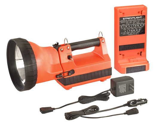HID LiteBox Standard System - 120V/100V AC/12V DC - Includes flood lens, DC power cord, shoulder strap & mounting rack - Orange