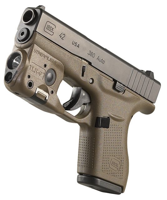 TLR-6 (GLOCK® 42/43) Red Laser - Includes (2) CR 1/3N lithium batteries - Box - Flat Dark Earth Brown