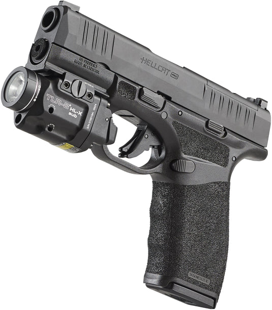 TLR-8 HL-X sub USB (1913 short) - Includes high and low switches, (1) SL-B9 rechargeable battery pack, USB-C cord, multi-tool, and mounting kit with keys - Box 69468