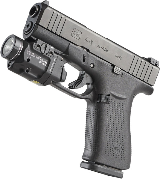 TLR-8 HL-X G sub USB (GLOCK 43X/48 MOS | 43X/48 Rail) - Includes high and low switches, (1) SL-B9 rechargeable battery pack, USB-C cord, multi-tool, and mounting kit with key - Box 69476