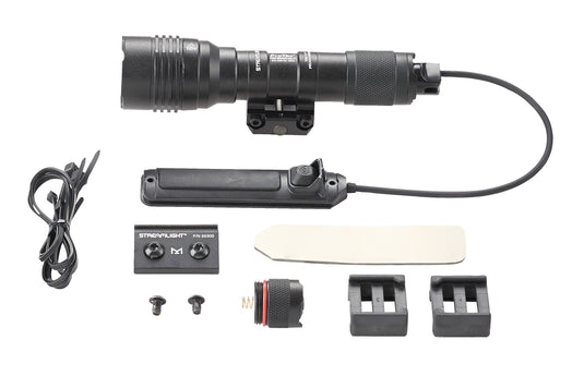 ProTac Railmount HL-X USB - includes remote switch, tail switch, remote retaining clips, mounting hardware, SL-B26 battery pack & USB cord - Box