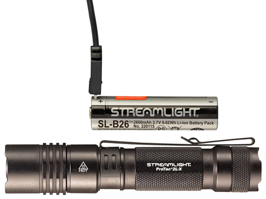 ProTac 2L-X USB - Includes SL-B26 battery pack, USB cord and holster - Clam