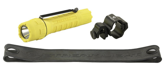 PolyTac Helmet Lighting Kit - Includes helmet mount, rubber helmet strap and (2) CR123A lithium batteries - Clam - Yellow