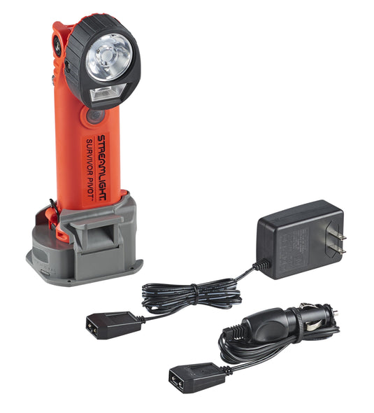 Survivor Pivot - 120V/100V AC/12V DC (Alkaline battery carrier not included) - Orange