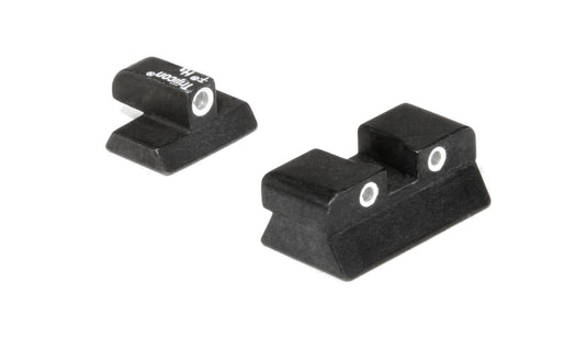 Trijicon Bright & Tough™ Night Sight Set — White Front/White Rear with Green Lamps — for Browning Hi-Power