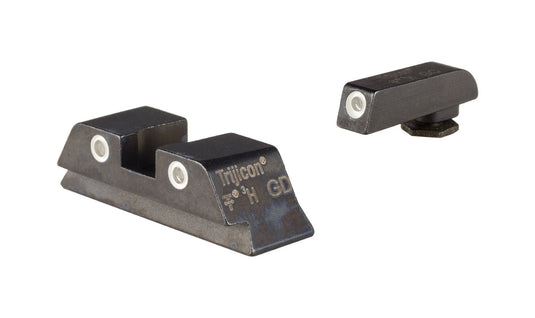 Trijicon Bright & Tough™ Night Sight Set with White Outline/Green Tritium Front and White Outline/Orange Tritrium Rear — for GLOCK® Models 17, 17L, 19, 22, 23, 24, 25,  26, 27, 28, 31, 32, 33, 34, 35, 37, 38 39, and 45