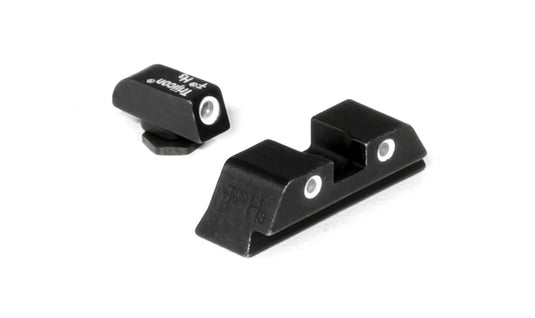 Trijicon Bright & Tough™ Night Sight Set — White Front/White Rear with Green Lamps — for GLOCK® Models 17, 17L, 19, 22, 23, 24, 25,  26, 27, 28, 31, 32, 33, 34, 35, 37, 38, 39, and 45