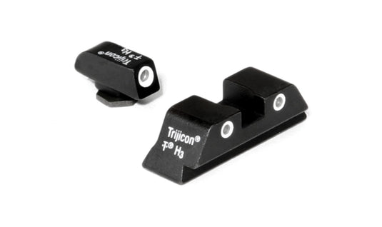 Trijicon Bright & Tough™ Night Sight Set — White Front/White Rear with Green Lamps — for GLOCK® Models 20, 21, 29, 30, and 41 (including S and SF variants)