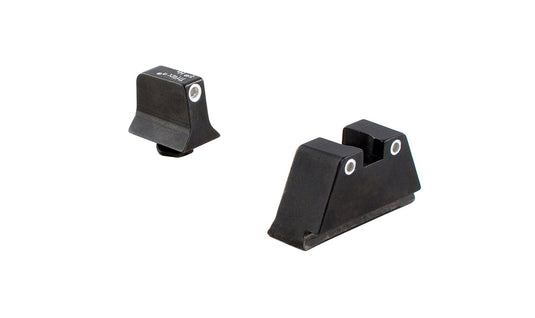 Trijicon® Suppressor/Optic Height Sight Set — White Front/White Rear with Green Lamps — for GLOCK® Models 17, 17L, 19, 22, 23, 24, 25,  26, 27, 28, 31, 32, 33, 34, 35, 37, 38, 39, and 45