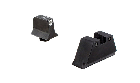 Trijicon® Suppressor/Optic Height Sight Set — White Front/Black Rear with Green Lamps — for GLOCK® Models 17, 17L, 19, 22, 23, 24, 25,  26, 27, 28, 31, 32, 33, 34, 35, 37, 38, 39, and 45