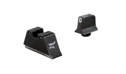 Trijicon® Suppressor/Optic Height Sight Set with White Outline/Green Tritium Front and Black Outline/Orange Tritrium Rear — for GLOCK® Models 17, 17L, 19, 22, 23, 24, 25,  26, 27, 28, 31, 32, 33, 34, 35, 37, 38, 39, and 45