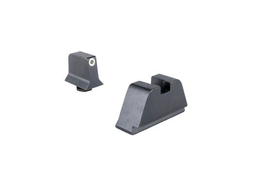 Trijicon® Suppressor/Optic Height Sight Set with White Front/Metal Rear & Green Front Lamp — for GLOCK® Models 17, 17L, 19, 22, 23, 24, 25, 26, 27, 28, 31, 32, 33, 34, 35, 37, 38, 39 and 45