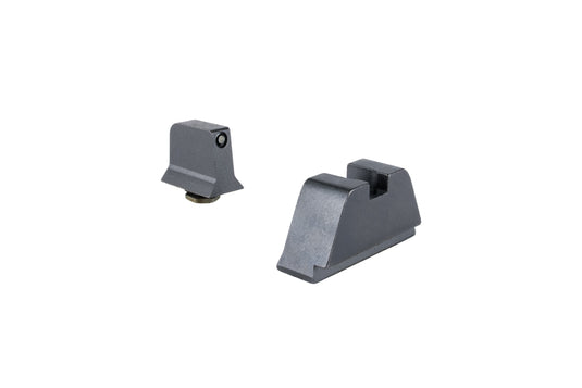 Trijicon® Suppressor/Optic Height Sight Set with Black Front/Metal Rear & Green Front Lamp — for GLOCK® Models 17, 17L, 19, 22, 23, 24, 25, 26, 27, 28, 31, 32, 33, 34, 35, 37, 38, 39 and 45