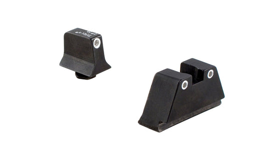 Trijicon® Suppressor/Optic Height Sight Set — White front/White rear with Green Lamps — for GLOCK® Models 20, 21, 29, 30, and 41 (including S and SF variants)