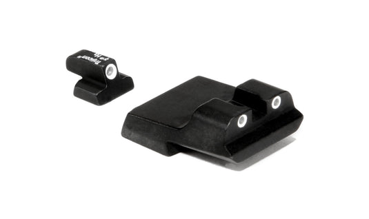 Trijicon Bright & Tough™ Night Sight Set — White Front/White Rear with Green Lamps — for S&W Compact 9mm, Long Rear Set