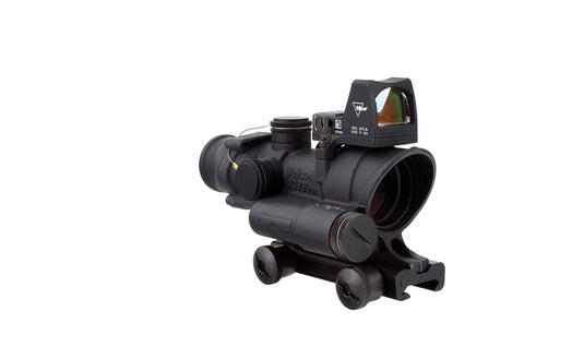 Trijicon ACOG® 4x32 Scope, LED Red Crosshair .223 Reticle w/ Colt Knob Thumbscrew Mount & 3.25 MOA Red RMR® Automatic LED Type 2